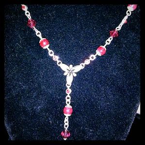 Silver & Red accent Necklace